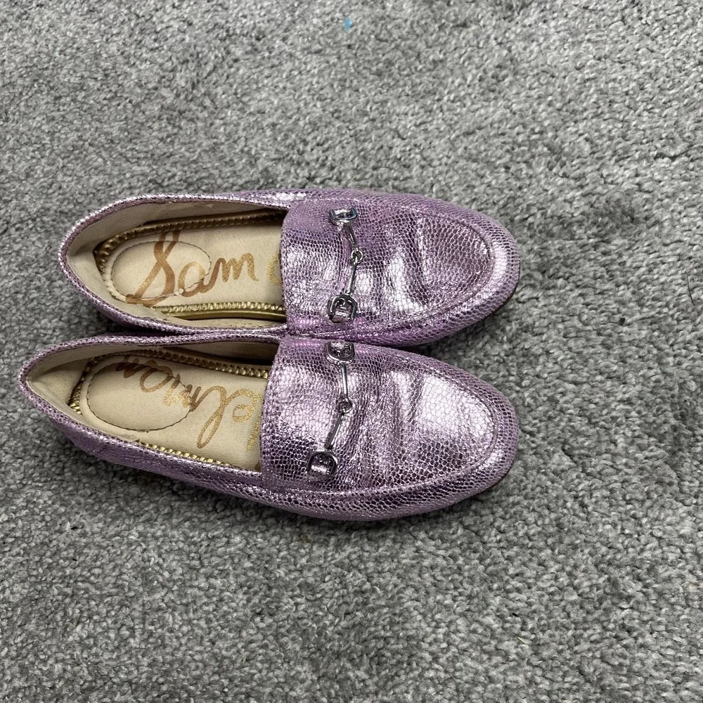 Sam Edelman Shoes Girls Size 13 Purple Metallic Loafer Horsebit Slip‎ On EU 31